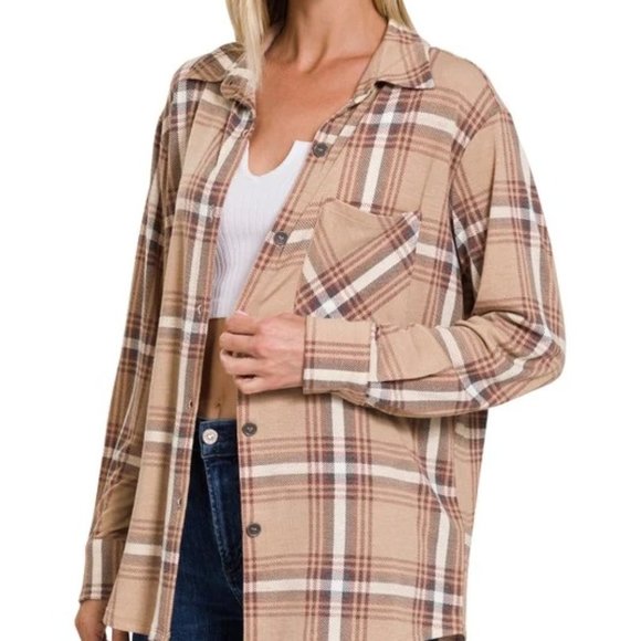 Zenana Outfitters Tops - Zenana Plaid Shacket, Size M